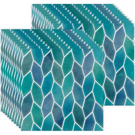 Autocollants carreaux mosaïque lot de 30 résistants à la chaleur étanches décoration pour cuisine et salle de bain couleur vert 15 x 15 cm (1/5)
