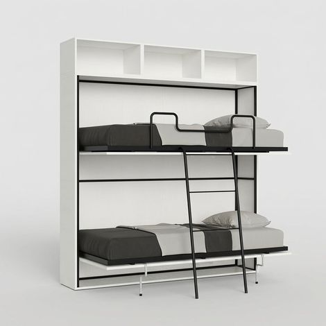 Lit superposé escamotable design moderne gain de place blanc Kando L (1/5)