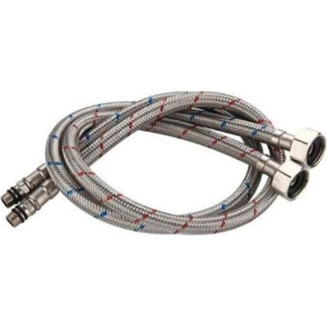 60 cm / 23,6 Zoll, 2 Stück flexible Verbindungsschläuche für Wasserhähne G3/8 x M10, geflochtene Edelstahl-Verlängerungsschläuche für Spülbecken in Küche und Bad. (1/4)