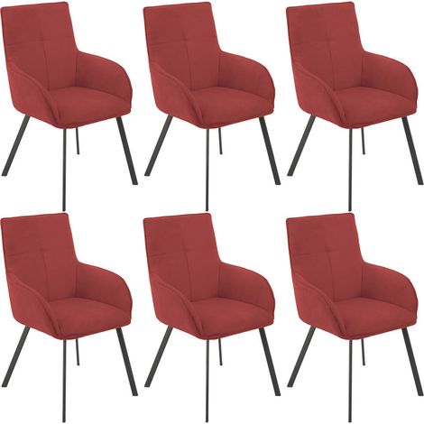 CATILA - Lot de 6 Fauteuils Rouges Piètement Gris Mat (1/2)