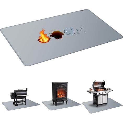 Tapis Barbecue Sol Extérieur 100 x 150 cm, Tapis de Protection sous Barbecue Résistant à la Chaleur, Imperméable et Réutilisable, pour Terrasse, Jardin, Plancha et Brasero (1/5)