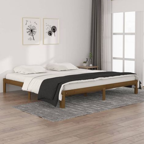Estructura cama sin colchón madera pino marrón miel 200x200 cm vidaXL (1/5)