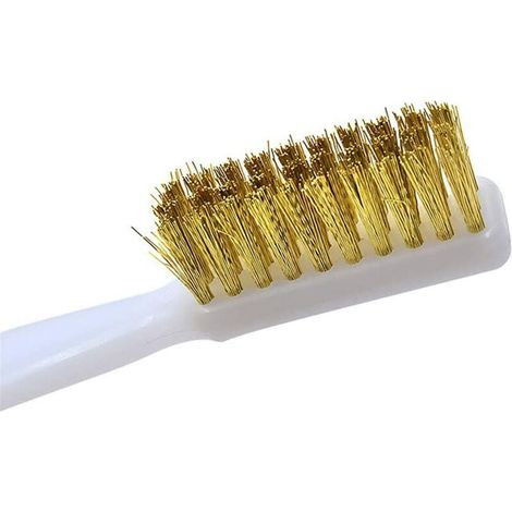 2er-Pack Messingdrahtbürste, Mini-Reinigungsbürste zum Entfernen von Rostflecken und Pilzen für 3D-Drucker, Drahtbürste für Schweißstaub, weiß (1/4)