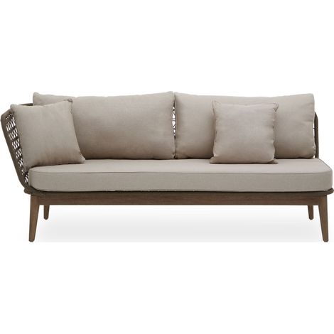 Interiors by Premier Rattan Chaise Lounge, Wooden Airy Chaise Lounge for Living Room, Bedroom, Lounger with Grey Cushioning (1/5)