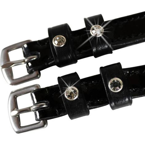 Nero - Cinghietti portasperoni in pelle con brillantini modello Strass Chic