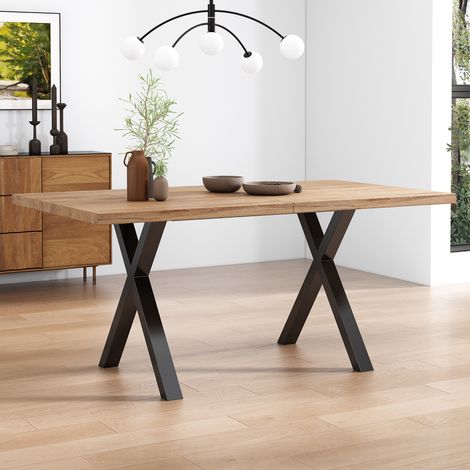 Modernluxe – Table de salle à manger rectangulaire 140x80cm – Pieds en X en fer forgé – Panneaux de particules 30mm – Style industriel moderne