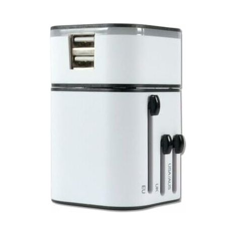 Adaptador de corriente de 5 V y 3,2 A para MP3, cámara digital, teléfono móvil, GPS y altavoz (blanco) (1/5)