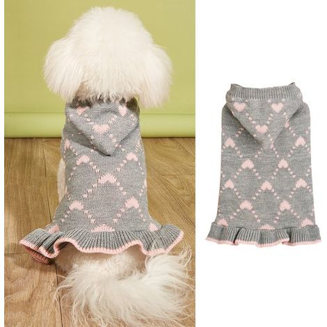 Jersey de punto con forma de corazón para perros pequeños, ideal para el Día de San Valentín, Jerseys rojos, Ropa para mascotas, Talla XS, gris (1/5)