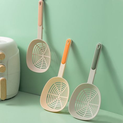 Colador de cocina, cuchara para pasta, colador para albóndigas, apto para alimentos, resistente al calor, colador grande con mango largo - Crezuo