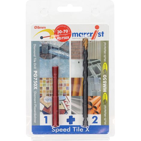Marcrist Fliesenbohrer 8mm Speed Tile X Set PG750X + MM850 AkkuMAX - 496503008 (1/2)