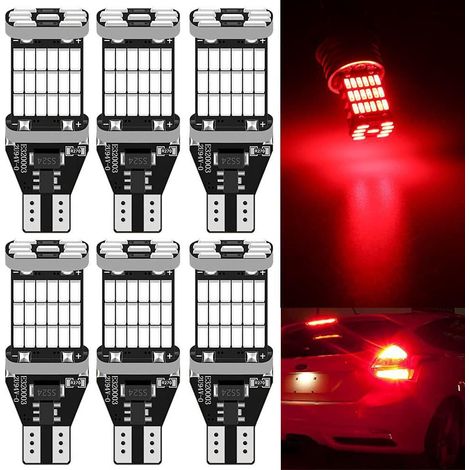 Pack 6 Feux Stop LED (Blanc) 12V-18V Sans Polarité Canbus Anti-Erreur 45 Puces pour Feux de Freinage Central Auto (1/5)
