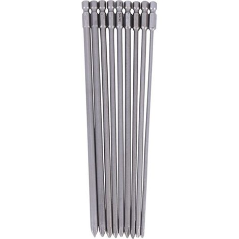 9 embouts tournevis Phillips longs 1/4" 200mm PH1 PH2 magnétiques S2 perceuse (1/2)