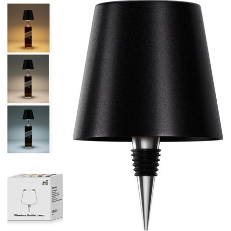 Présentoir de bouteilles de vin sans fil, présentoir de bouteilles de vin rechargeable 3 couleurs pour bars et restaurants (noir, 1 pièce) (1/5)
