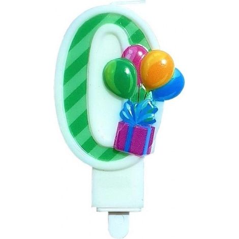 Candela numero 0 per compleanno con palloncini