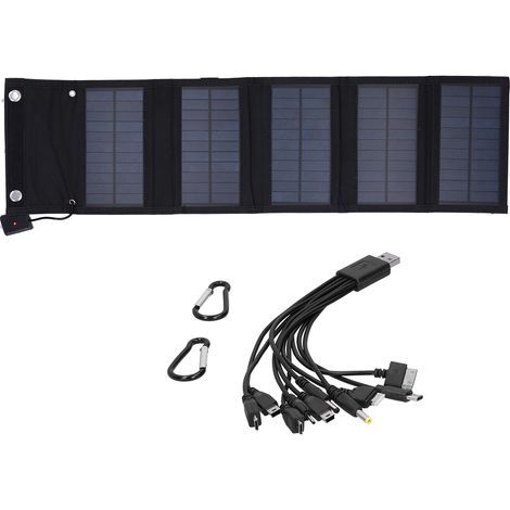 Panneau d'alimentation solaire pliable de voyage de camping portatif de sac de panneau de chargeur solaire de 15W avec la ligne de données (1/5)