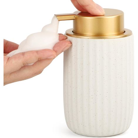 Fon mousseur céramique 320 ml pompe mousse, distributeur savon/gel douche vide rechargeable (1/5)