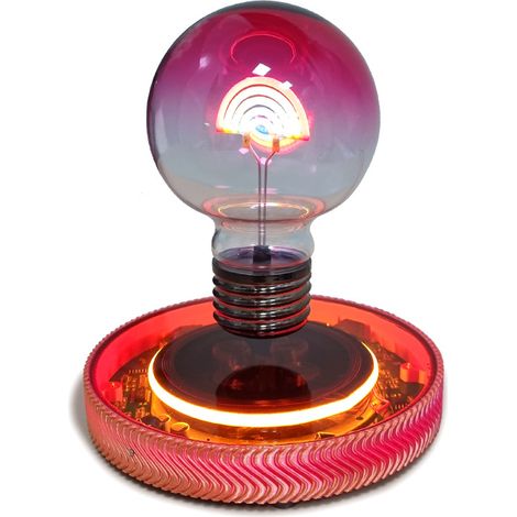 Magnetische levitatielamp met regenboogeffect, magnetische zwevende lamp met voet, 360 graden draaibare bureaulamp, tafellamp