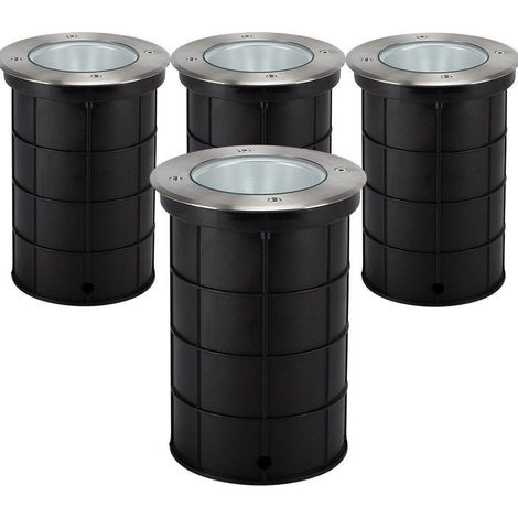 Arum Lighting – Lot de 4 spots encastrables sol IP67 – Culot E27 – Aluminium moulé et inox 304 – Pour terrasses et allées extérieures