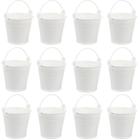 [NUNCA USADO]Mini cubo de metal, lata, caja de dulces, cubo de recuerdo blanco  50 (1/5)