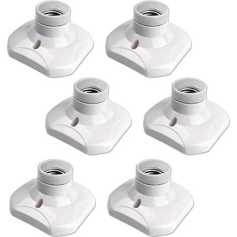 Portalámparas de techo E27 de rosca, portalámparas de garaje E27, CA 220-240V, portalámparas LED, base de lámpara de techo E27, base de lámpara de plástico blanco para aplique de pared, paquete de 6 (1/5)