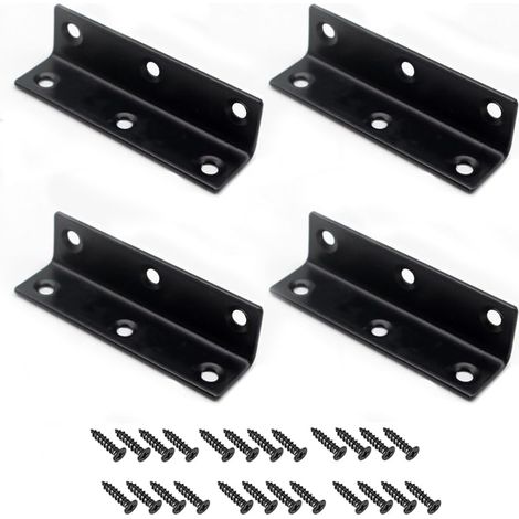 4 Pièces d'Équerres pour Bois, 80x20x20mm Équerres d'Angle en Acier Inoxydable, Équerres en L à 90 Degrés, Support d'Angle pour Meubles en Bois, Clôtures Fixation avec Vis (1/5)