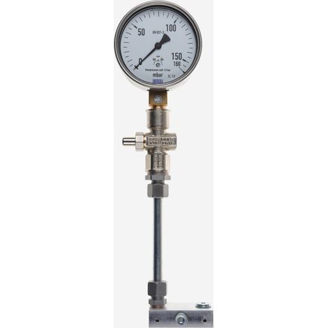 Manometer 0-160 mbar W-MF m. Druckknopf- hahn Ausf. A G 1/4 mit Adapter-Set - 23011026042 von Weishaupt