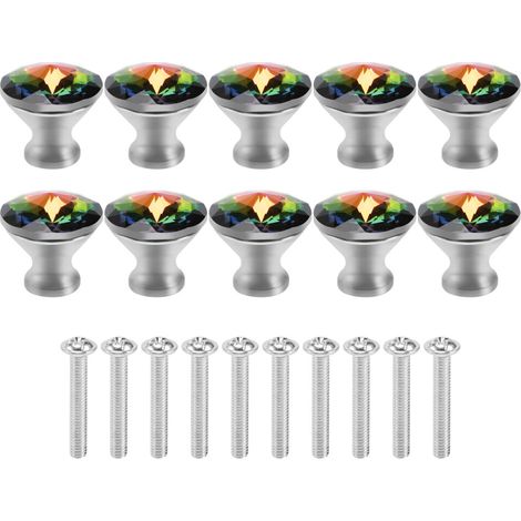 10 boutons cristal colorés 30mm verre tiroir armoire poignée maison (1/5)