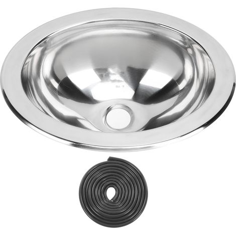 Évier de Camping-car en Acier Inoxydable, évier de Cuisine Poli 340 X 270 X 120 Mm, Lavabo à Main avec Trou de Vidange de 40 Mm, évier à Cuve Unique pour Bateau, Caravane,.