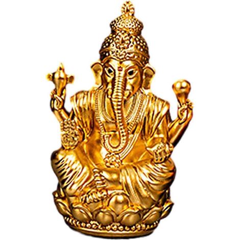 Statuette de Ganesh en résine, mini-figurine décorative pour bureau, chambre, bureau, étagère, maison.-Gold