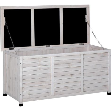 PANCA CONTENITORE IN LEGNO DI ABETE CASSAPANCA DA ESTERNO BIANCO (1/5)