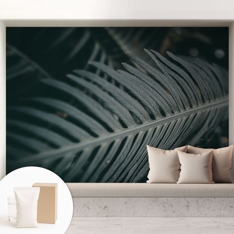 Tapete Vliestapete mit Kleber modern - Wanddeko für Küche - Klebefolie Wand - luxus Look Grünes Blatt 208x146 cm (1/5)