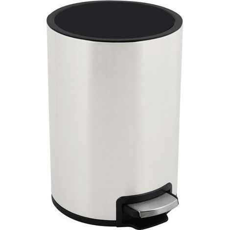 RIKU Papelera con pedal de acero inoxidable 5L blanco mate Spirella