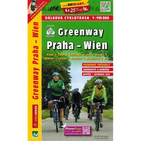 Greenway Praga - Vienna. Mappa ciclabile e pedonale. Shocart (1/4)