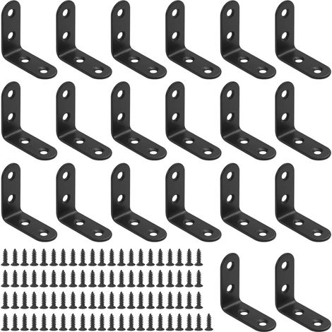 Lot de 20 équerres d'angle en L de 40 mm pour chaise, bibliothèque, tableau, fenêtre et meuble en bois (40 x 40 x 2 mm) (1/5)
