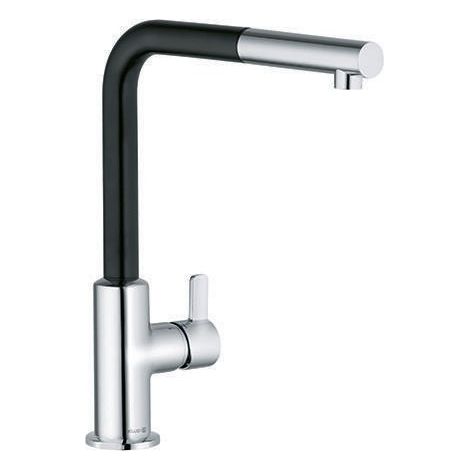 Mezclador monomando de lavabo 408518778 L-INE S ECO caño extraíble cromo / negro mate, palanca corta KLUDI (1/4)