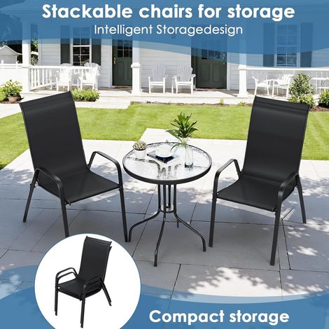 Ensemble de meubles de balcon 2x Chaises de Jardin empilables avec 1 Table Ensemble de salon Relax (1/5)
