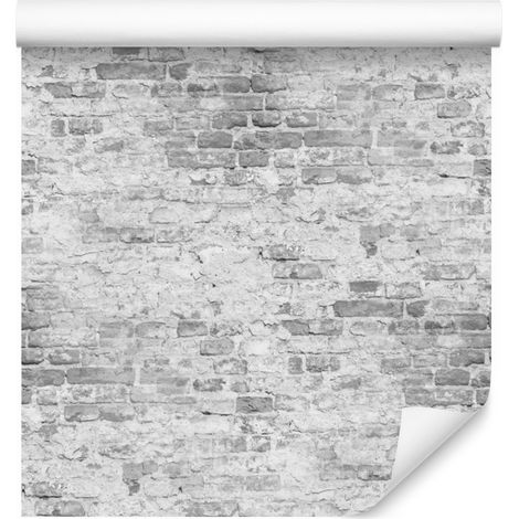 Carta da parati con motivo muro di mattoni antichi in diverse tonalità di grigio per soggiorno e camera da letto, 50x1000 (1/5)