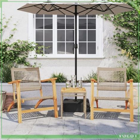 Ensemble de bistro 3 pcs - FAFEICY - 365867 - Résine tressée et acacia - Beige/Marron - Anti-UV (1/5)