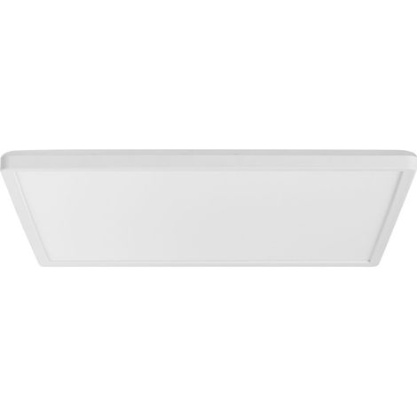 Beliani LED Ceiling Lamp White Polypropylene Square Panel Flush Mount Synthetic Material, Integrated LED, Warm White, IP 44 (Waterproof), 42 x 42 x 3 cm TIVORA