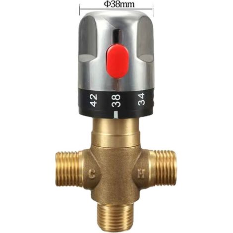 Válvula mezcladora termostática ZOLGINAH - Control de termostato de lavabo de tubería de temperatura de agua de latón (1/4)