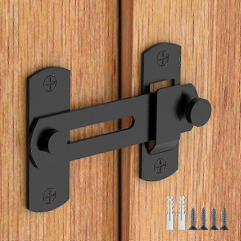 Verrou de porte coulissante à bascule à 180° pour préserver votre intimité - Verrous et loquets de sécurité pour portes de grange, chatières, salles de bain, portes extérieures, garages, fenêtres et p (1/5)