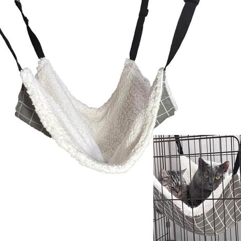 Hamac pour chats et autres animaux de compagnie - Doté de mousquetons en métal et de sangles double face confortables et (1/5)