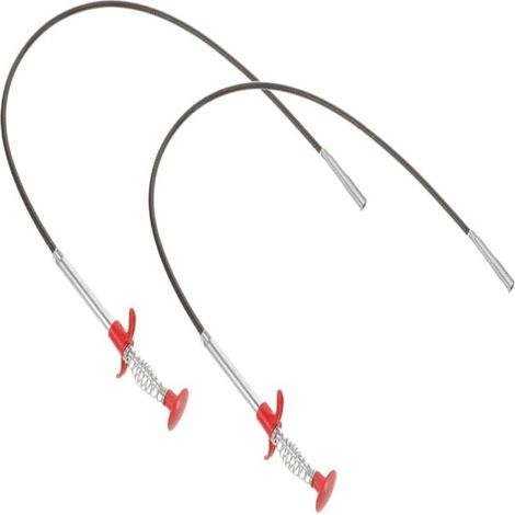 Herramienta desatascadora de 2 piezas y 1,6 metros de longitud, adecuada para eliminar obstrucciones de cabello en lavabos, inodoros y bañeras. (1/5)