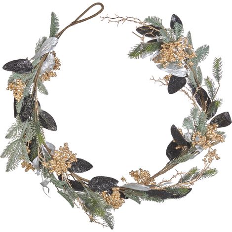 Guirnalda verde negro plateado dorado 150 cm material sintético Navidad Terrassa (1/5)
