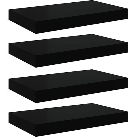 Étagère murale flottante 4 pcs Noir brillant 40x23,5x3,8 cm MDF vidaXL