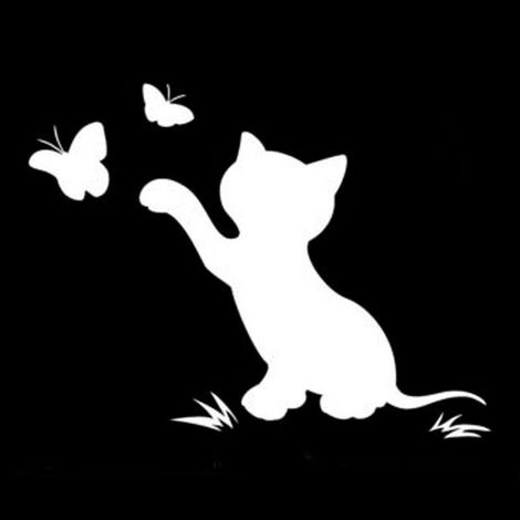 Autocollant extérieur de voiture, autocollant drôle de chat papillon, autocollant décoratif de voiture,blanc (1/5)