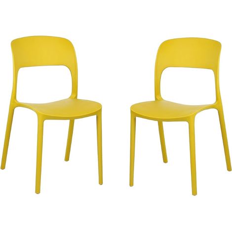 Set 2 Sedie Impilabili in polipropilene 83x56x46 cm Colore SENAPE Design Moderno VALENTINA Colore Senape