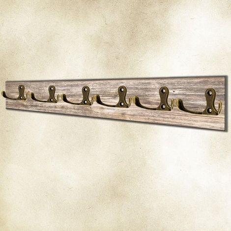 Set aus 6 antiken Doppelhaken, Kleiderbügeln, Handtuchhaltern, Haken aus Bronze, Messing und Eisen, Vintage-Landhausstil (1/5)