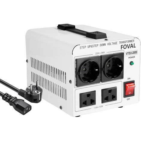 Convertidor de voltaje, función elevadora y reductora, alta capacidad de potencia, 2000VA-2EU-2US, 110V-220V (1/2)