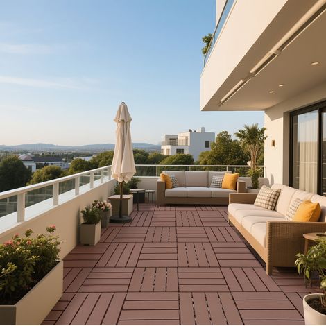 Terrassenfliesen 44er-Set 30,5 x 30,5 x 2 cm aus Polypropylen, braun OKMYHOME (1/5)